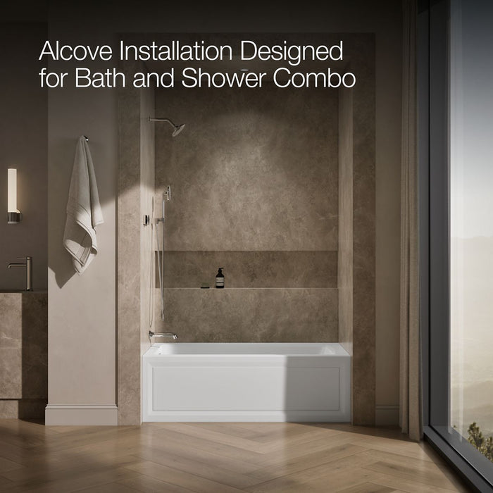 KOHLER K-1947-HLA Archer 60" x 30" alcove heated whirlpool bath, left drain, white - view 2