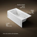 KOHLER K-1947-HLA Archer 60" x 30" alcove heated whirlpool bath, left drain, white - view 5