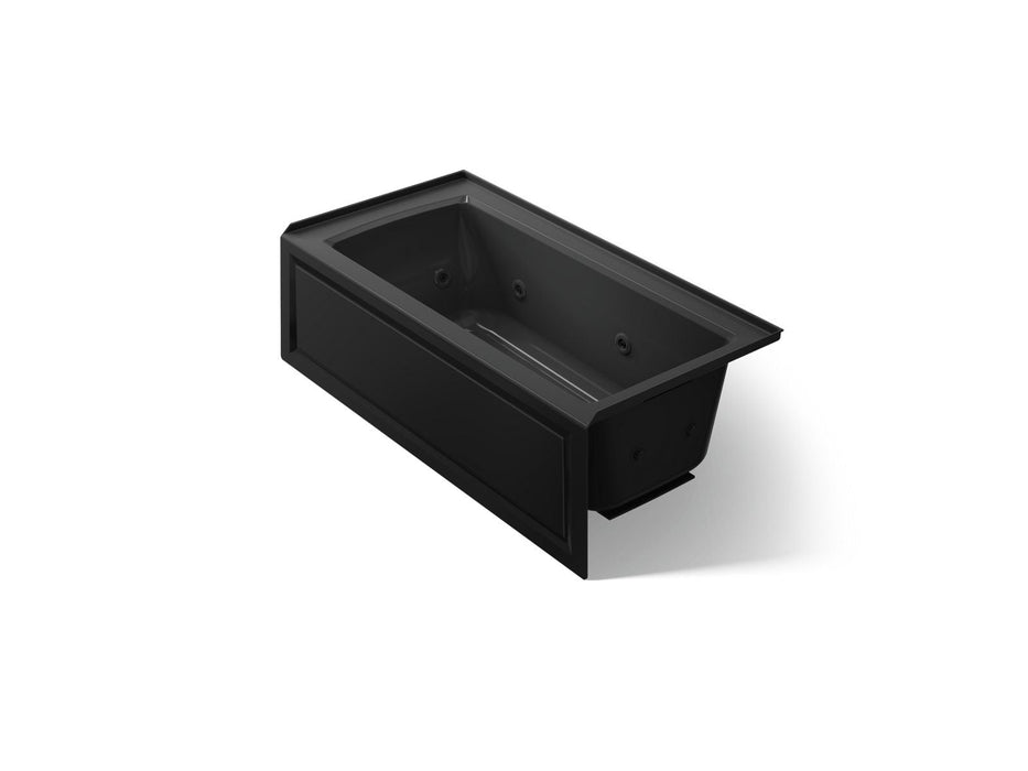 KOHLER K-1947-HRA Archer 60" x 30" alcove heated whirlpool bath, right drain, black black