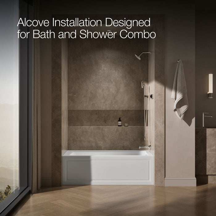 KOHLER K-1947-HRA Archer 60" x 30" alcove heated whirlpool bath, right drain, white - view 2