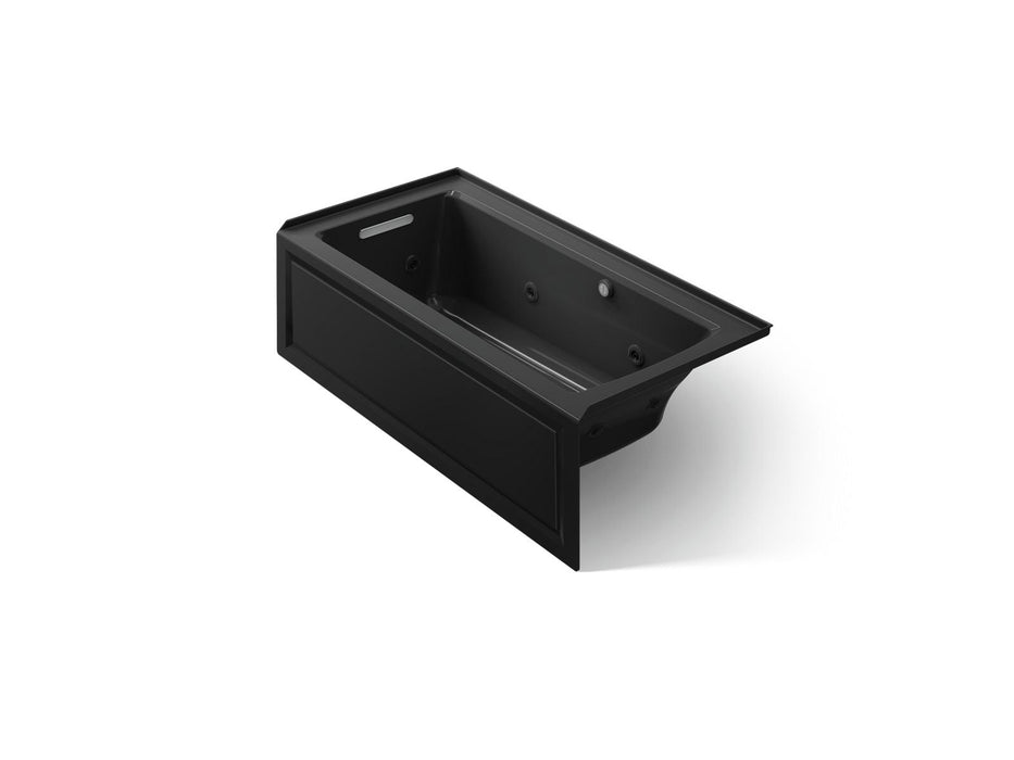 KOHLER K-1947-LAW Archer 60" x 30" alcove whirlpool bath with Bask heated surface, left drain, black black