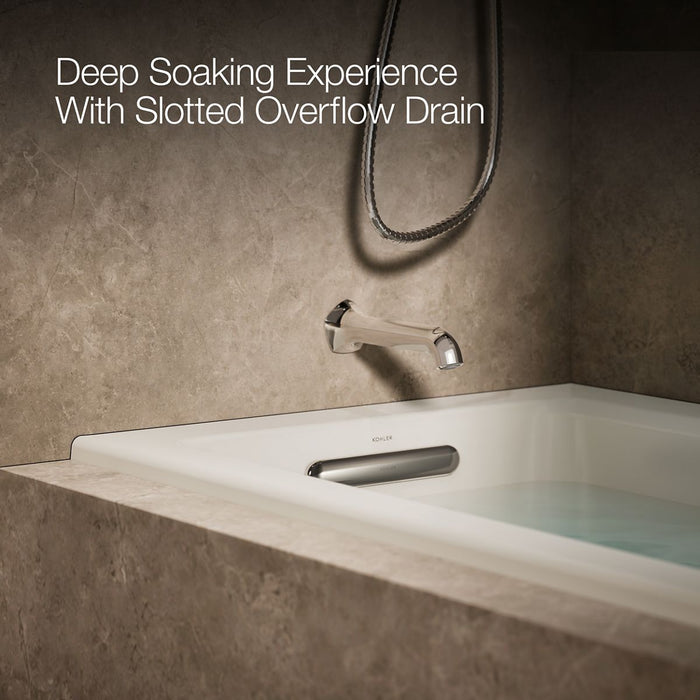 KOHLER K-1947-LH Archer 60" x 30" alcove heated whirlpool bath, left drain, biscuit - view 4