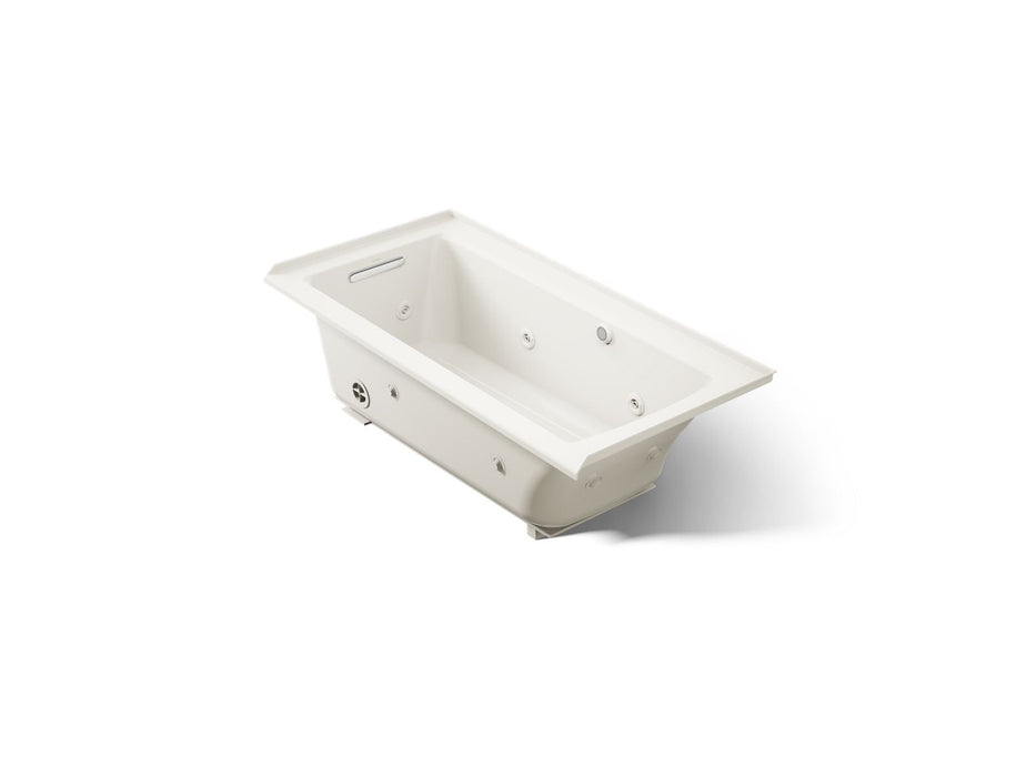KOHLER K-1947-LW Archer 60" x 30" alcove whirlpool bath with Bask heated surface, left drain, biscuit