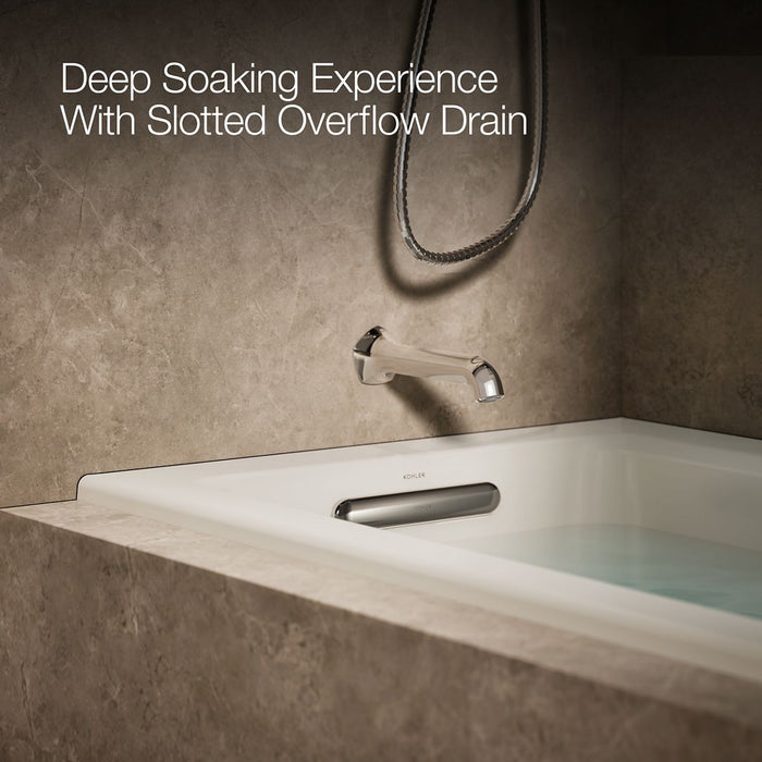 KOHLER K-1947-LW Archer 60" x 30" alcove whirlpool bath with Bask heated surface, left drain, biscuit - view 4