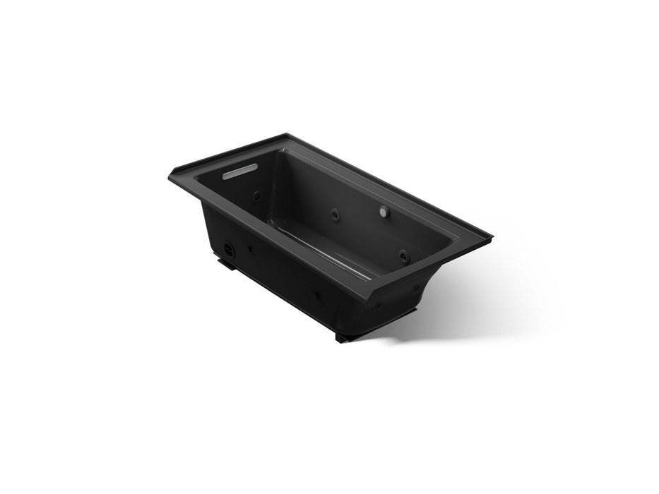 KOHLER K-1947-LW Archer 60" x 30" alcove whirlpool bath with Bask heated surface, left drain, black black