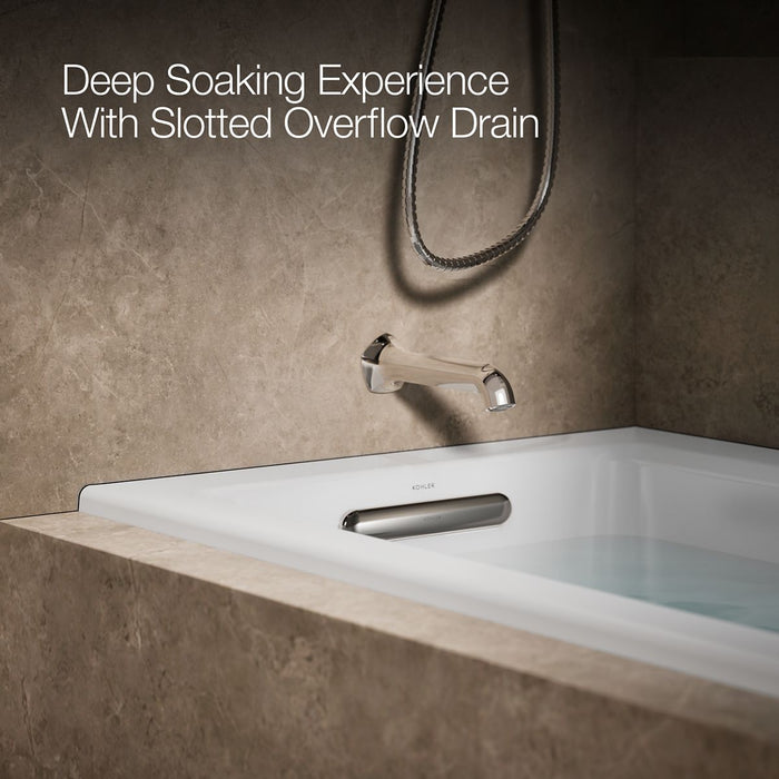 KOHLER K-1947-LW Archer 60" x 30" alcove whirlpool bath with Bask heated surface, left drain, white - view 4