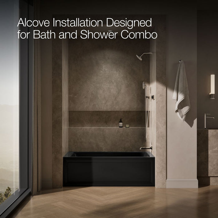 KOHLER K-1947-RA Archer 60" x 30" alcove whirlpool bath, right drain, black black - view 2