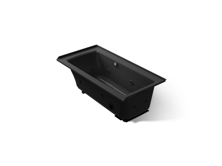 KOHLER K-1947-RW Archer 60" x 30" alcove whirlpool bath with Bask heated surface, right drain, black black
