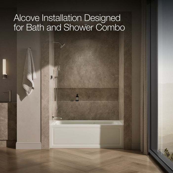 KOHLER K-1947-XGHLA Archer 60" x 30" alcove Heated BubbleMassage air bath and whirlpool, left drain