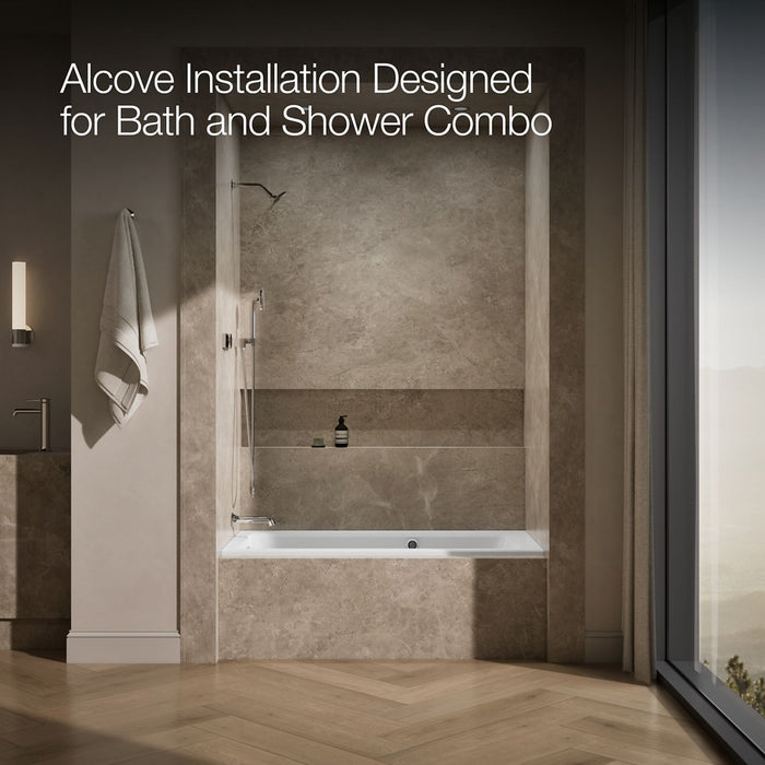 KOHLER K-1947-XHGHL Archer 60" x 30" alcove Heated BubbleMassage air bath and whirlpool, left drain, white - view 2