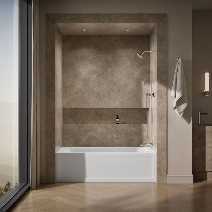 KOHLER K-1948-RAW Archer 66" x 32" alcove bath with Bask heated surface, right drain, white - view 5
