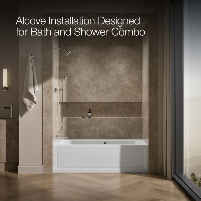 KOHLER K-1949-GHLAW Archer 66" x 32" alcove Heated BubbleMassage air bath with Bask heated surface, left drain