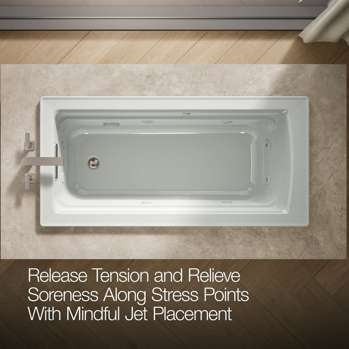 KOHLER K-1949-H Archer 66" x 32" drop-in heated whirlpool bath, ice grey - view 5
