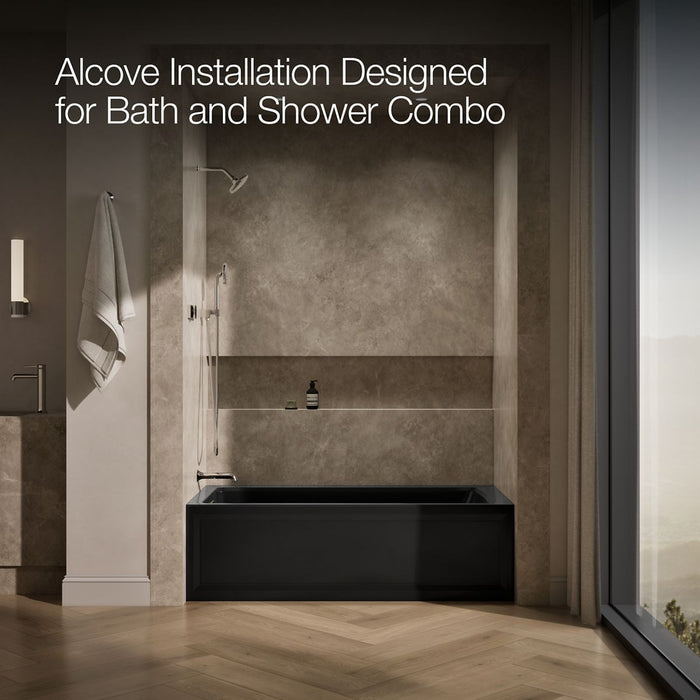 KOHLER K-1949-HLA Archer 66" x 32" alcove heated whirlpool, left hand, black black - view 3