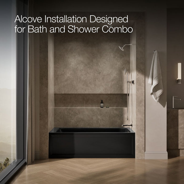 KOHLER K-1949-HRA Archer 66" x 32" alcove heated whirlpool, right drain, black black - view 2
