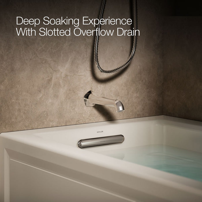 KOHLER K-1949-LA Archer 66" x 32" integral apron whirlpool with integral flange and left-hand drain, biscuit - view 4