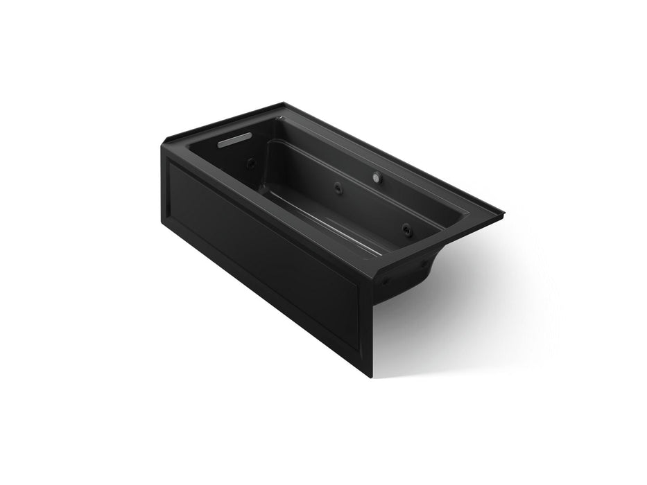 KOHLER K-1949-LAW Archer 66" x 32" alcove whirlpool bath with Bask heated surface, left drain, black black