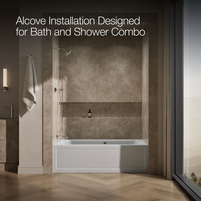 KOHLER K-1949-LAW Archer 66" x 32" alcove whirlpool bath with Bask heated surface, left drain, ice grey - view 2