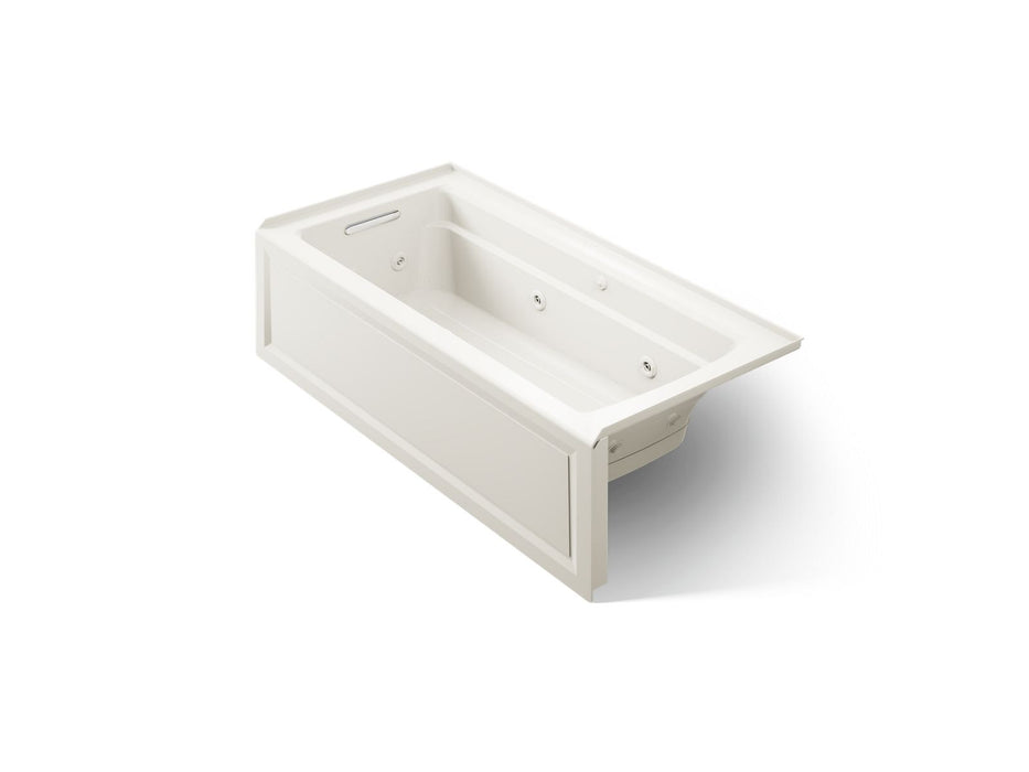 KOHLER K-1949-XGHLA Archer 66" x 32" alcove Heated BubbleMassage air bath and whirlpool, left drain, biscuit