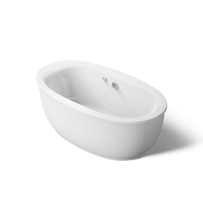 KOHLER K-1967-GH Sunstruck 65-1/2" x 35-1/2" oval freestanding Heated BubbleMassage air bath with fluted shroud, white -...