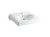 KOHLER K-1997-1 Brenham™ Wall-mount or Concealed Carrier Arm Mount Commercial Bathroom Sink with Single Faucet Hole, white