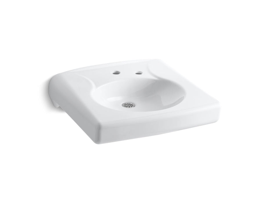 KOHLER K-1997-1NR Brenham Wall-mount or concealed carrier arm mount commercial bathroom sink with single faucet hole, no...