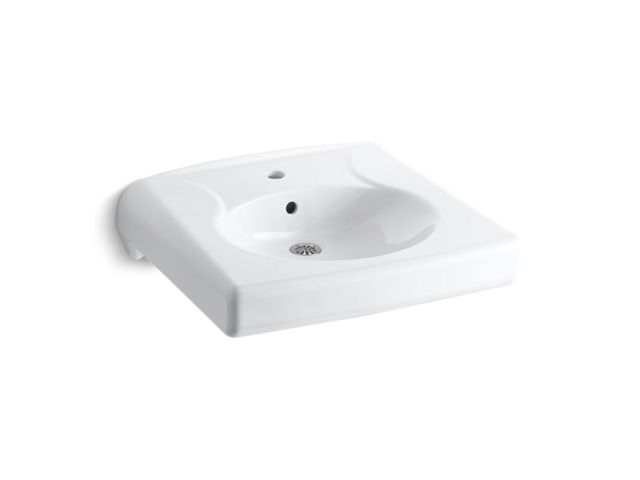 KOHLER K-1997-SS1 Brenham Wall-mount or concealed carrier arm mount commercial bathroom sink with single faucet hole,...