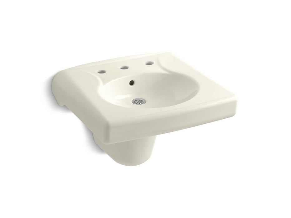 KOHLER K-1999-8 Brenham Wall-mount or Concealed Carrier Arm Mount Commercial Bathroom Sink with Widespread Faucet Holes...