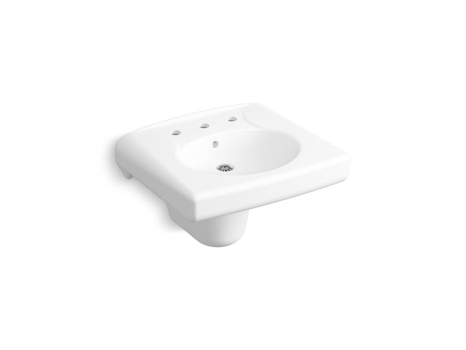 KOHLER K-1999-SS8 Brenham wall-mounted or concealed carrier arm mounted commercial bathroom sink with widespread faucet...