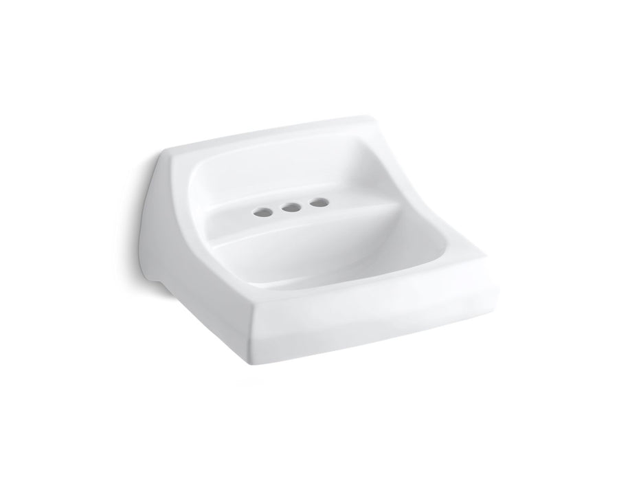 KOHLER K-2005 Kingston 21-1/4" x 18-1/8" wall-mount/concealed arm carrier bathroom sink with 4" centerset faucet holes, white