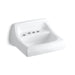 KOHLER K-2005-L Kingston 21-1/4" x 18-1/8" wall-mount/concealed arm carrier bathroom sink with 4" centerset faucet holes...
