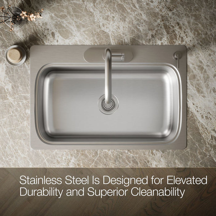 KOHLER K-20060-4 Verse 33" top-mount single-bowl kitchen sink, stainless steel - view 4