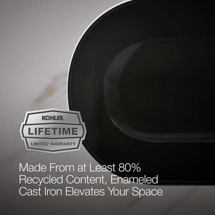 KOHLER K-20213 Iron Plains 33" oval drop-in/undermount bathroom sink, black black - view 3