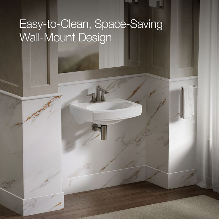 KOHLER K-2028-4 Pinoir 22" oval wall-mount bathroom sink, white - view 4