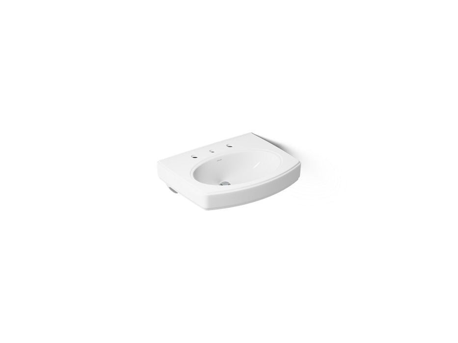 KOHLER K-2028-8 Pinoir 22" oval wall-mount bathroom sink, white