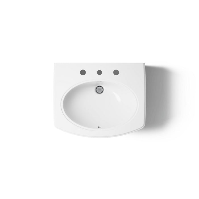 KOHLER K-2028-8 Pinoir 22" oval wall-mount bathroom sink, white - view 3