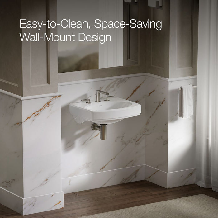 KOHLER K-2028-8 Pinoir 22" oval wall-mount bathroom sink, white - view 4