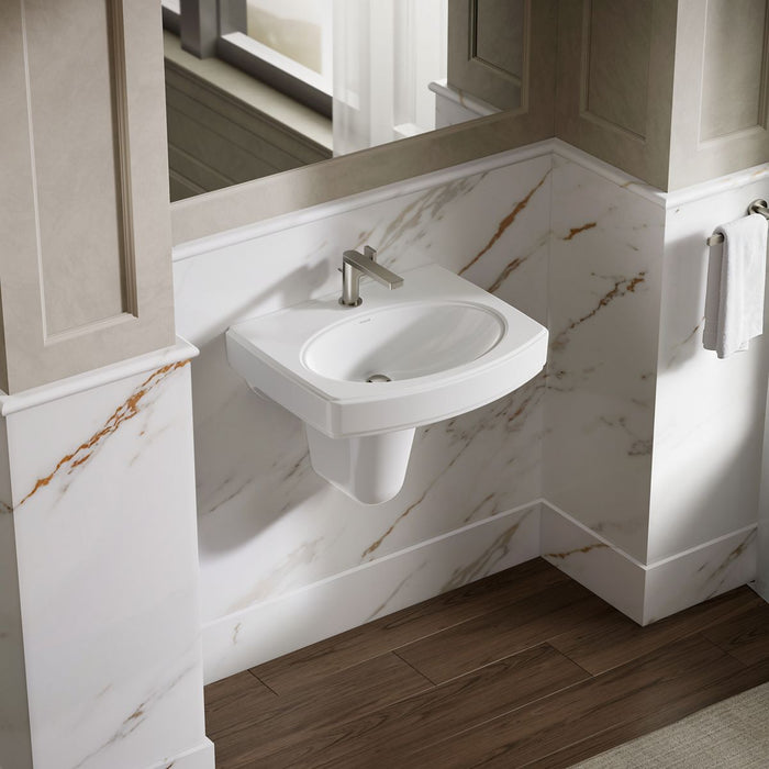 KOHLER K-2035-1 Pinoir 22" Oval Wall-mount Bathroom Sink, White - image focused on single product story
