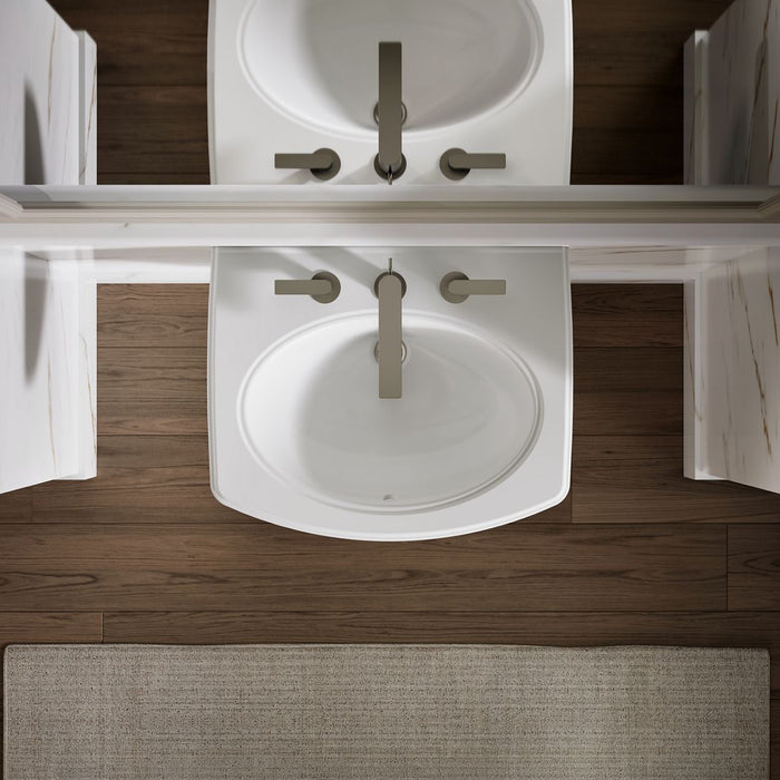KOHLER K-2035-8 Pinoir 22" Oval Wall-mount Bathroom Sink, White - View of products in room from above