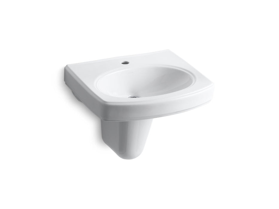 KOHLER K-2035-1 Pinoir Wall-mount Bathroom Sink with Single Faucet Hole, white