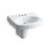 KOHLER K-2035-4 Pinoir Wall-mount Bathroom Sink with 4" Centerset Faucet Holes, white