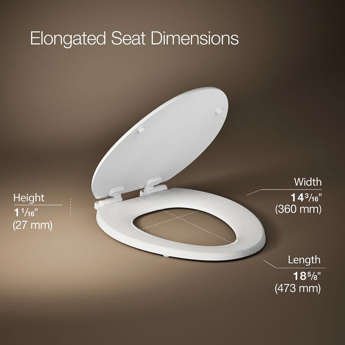 KOHLER K-20466 Stonewood Quiet-Close elongated toilet seat, white - view 4