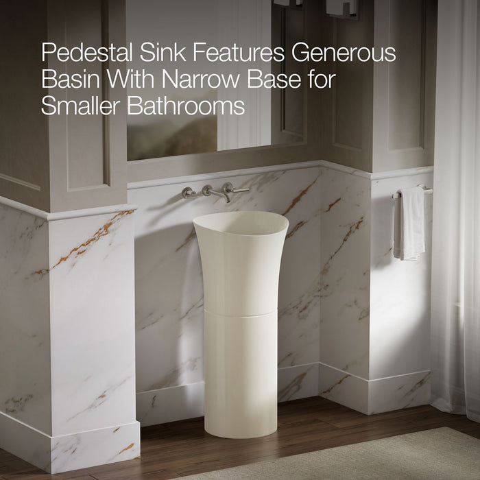 KOHLER K-20701-N Veil pedestal bathroom sink without overflow, biscuit - view 4