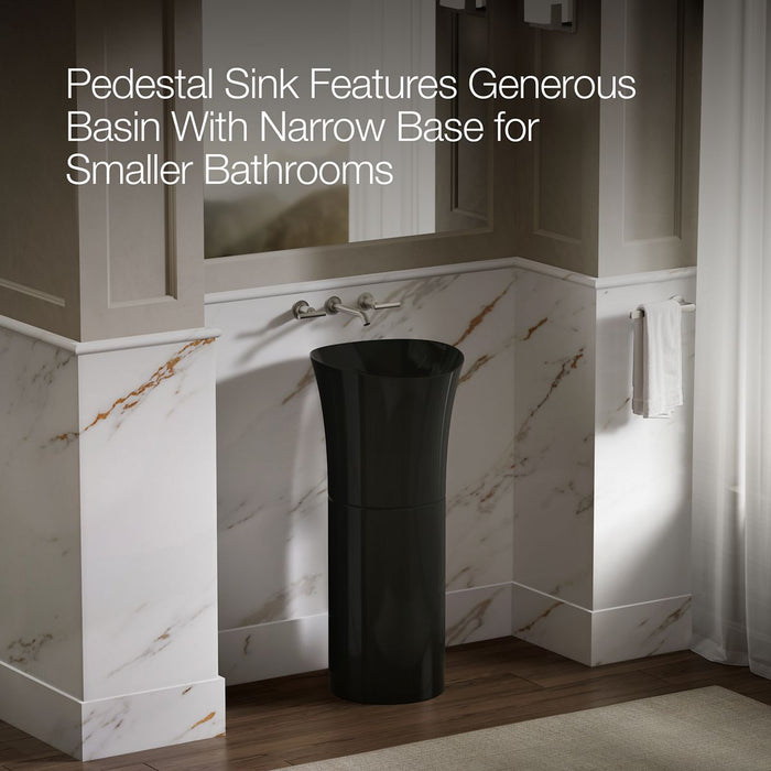 KOHLER K-20701-N Veil pedestal bathroom sink without overflow, black black - view 5