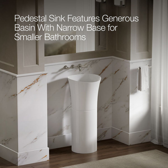 KOHLER K-20701-N Veil pedestal bathroom sink without overflow, white - view 3