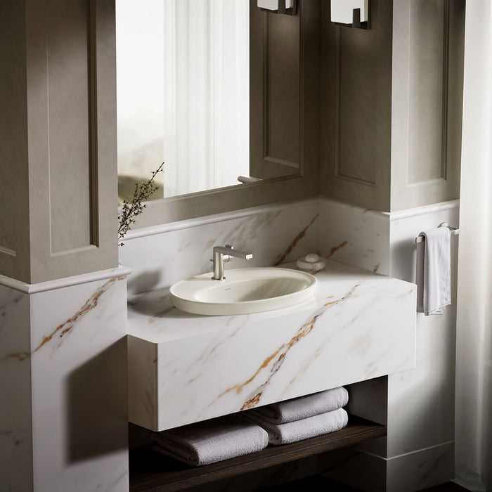 KOHLER K-2075-1 Serif 22-1/4" oval drop-in bathroom sink, biscuit - view 4