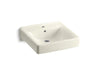 KOHLER K-2084 Soho 20" x 18" wall-mount/concealed arm carrier bathroom sink with single faucet hole, biscuit