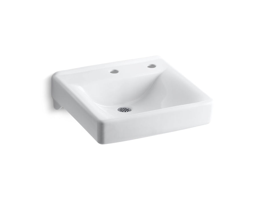 KOHLER K-2084-NR Soho 20" x 18" wall-mount/concealed arm carrier bathroom sink with single faucet hole and right-hand...
