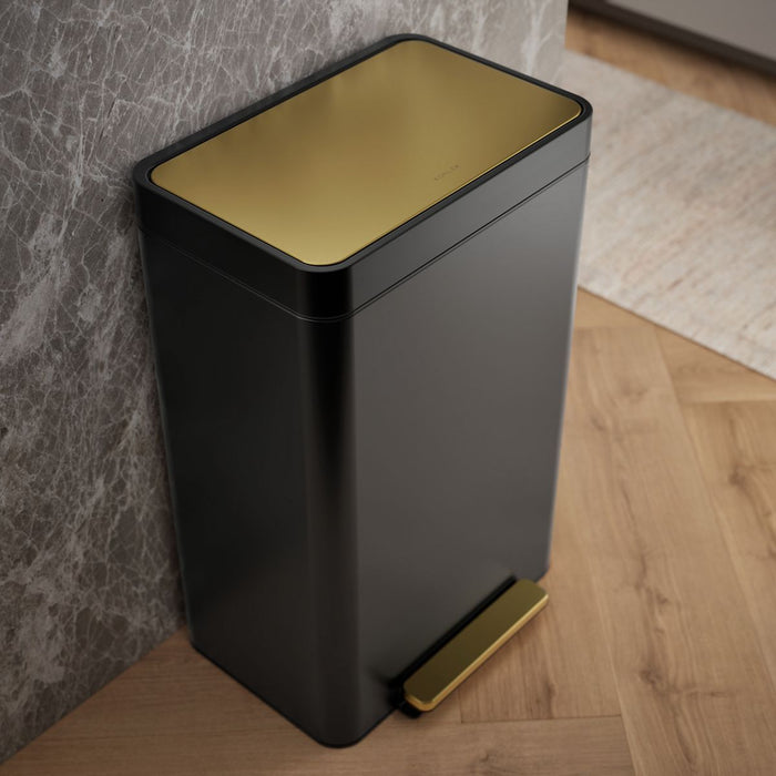 KOHLER K-20940 13-gallon stainless steel step trash can
