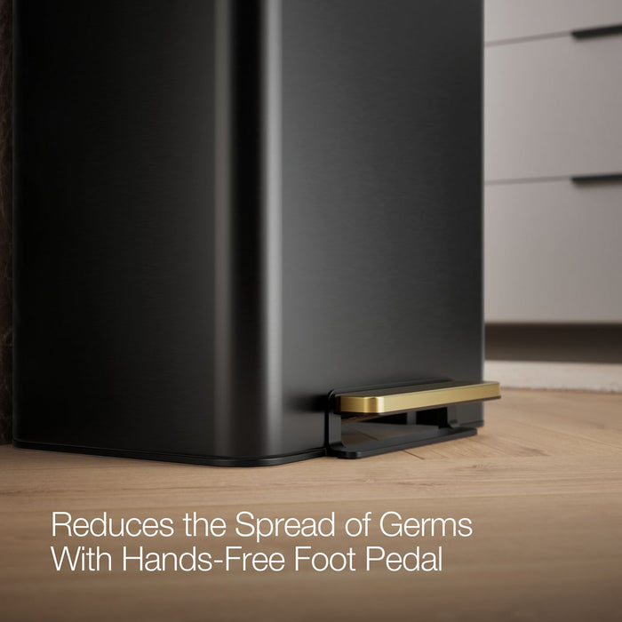 KOHLER K-20940 13-gallon stainless steel step trash can